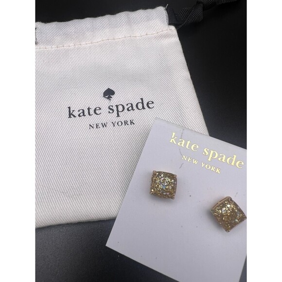 KATE Spade Gold Sparkle Stud Earrings NWT - Picture 6 of 13